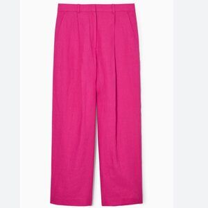 Cos Wide-leg Pleated Linen Trousers in Pink Size 14
